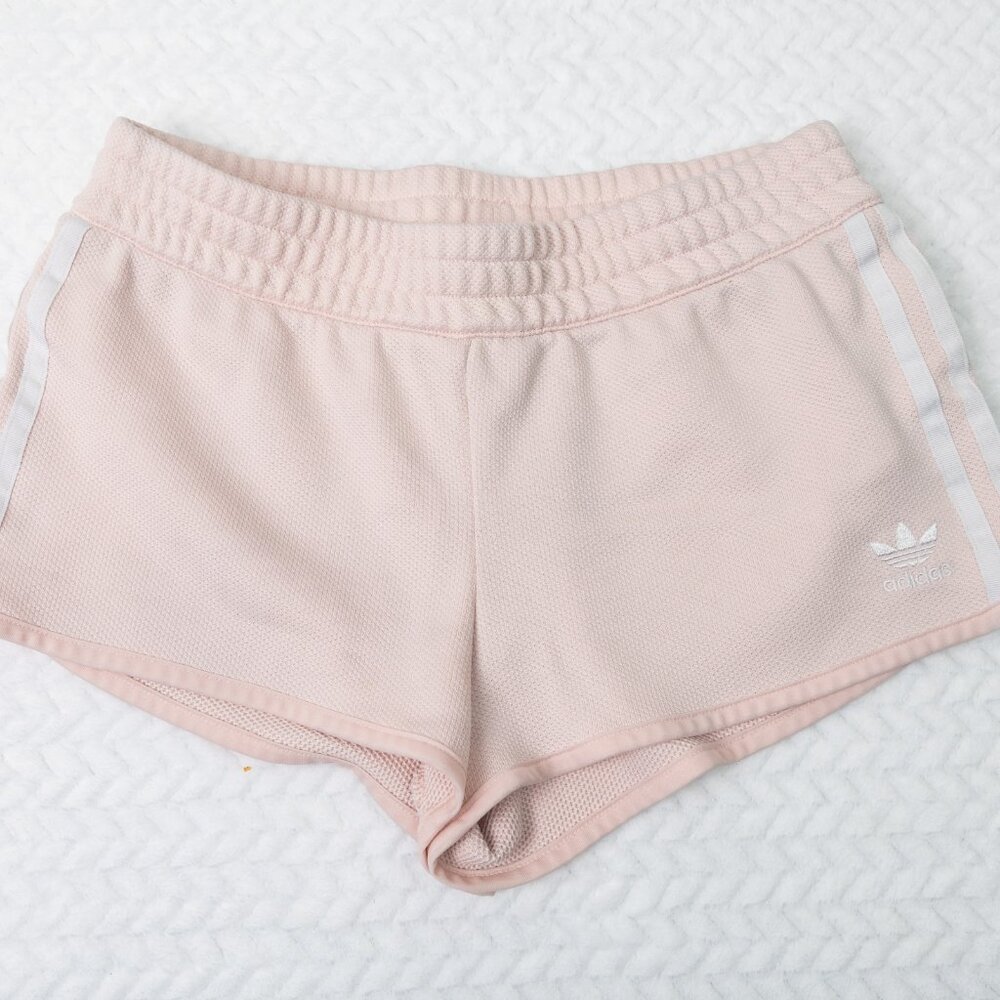 Adidas pink and white running shorts